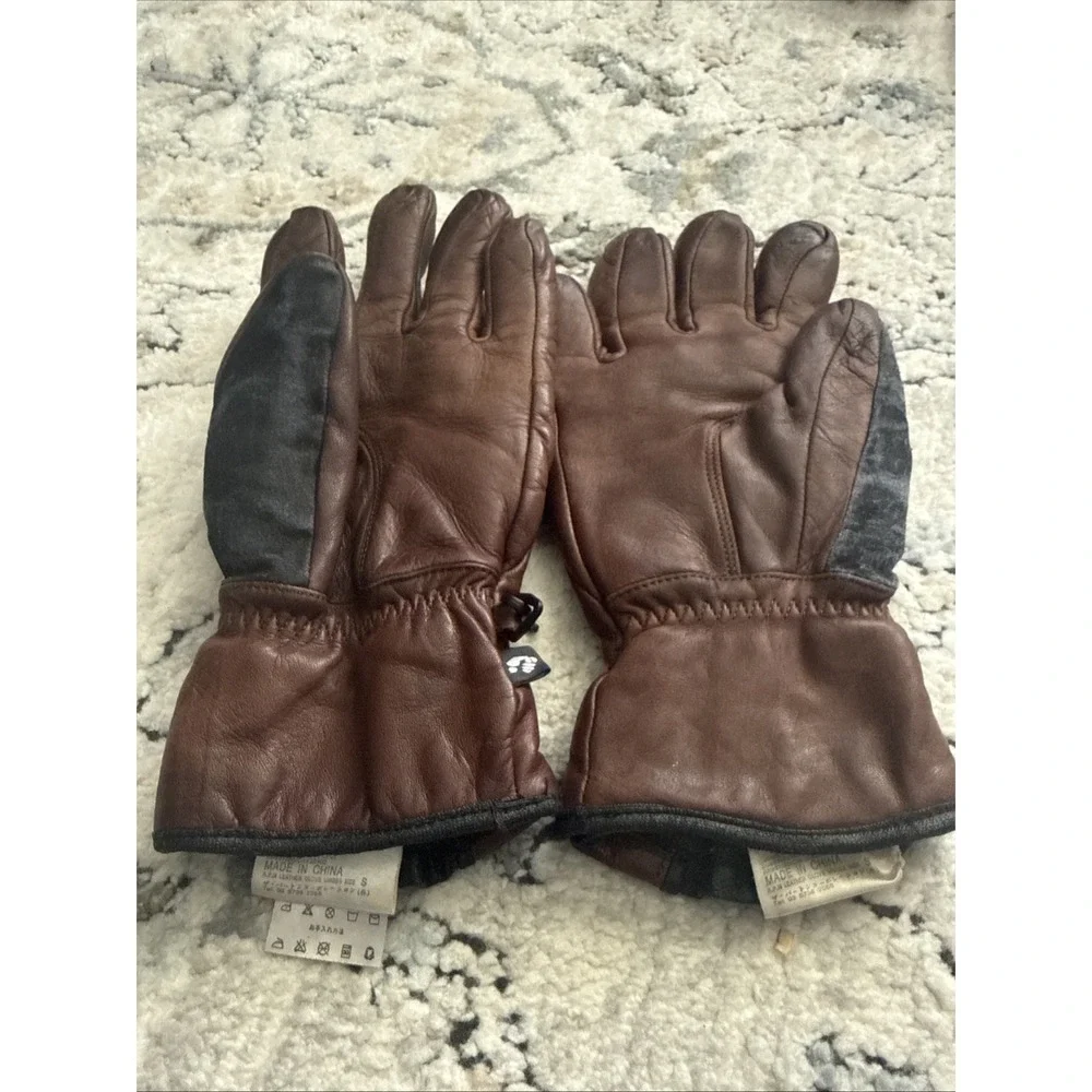 Vintage Ronin Hipora Leather Snowboard Gloves Brown Black Y2K Men's Size Small